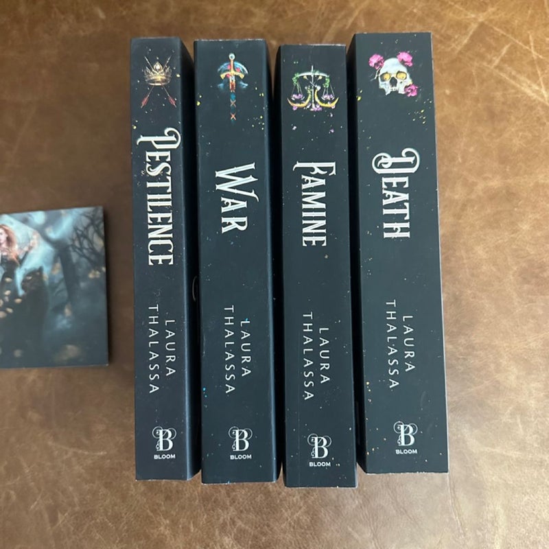 four horsemen laura thalassa signed set pestilence war death famine with art