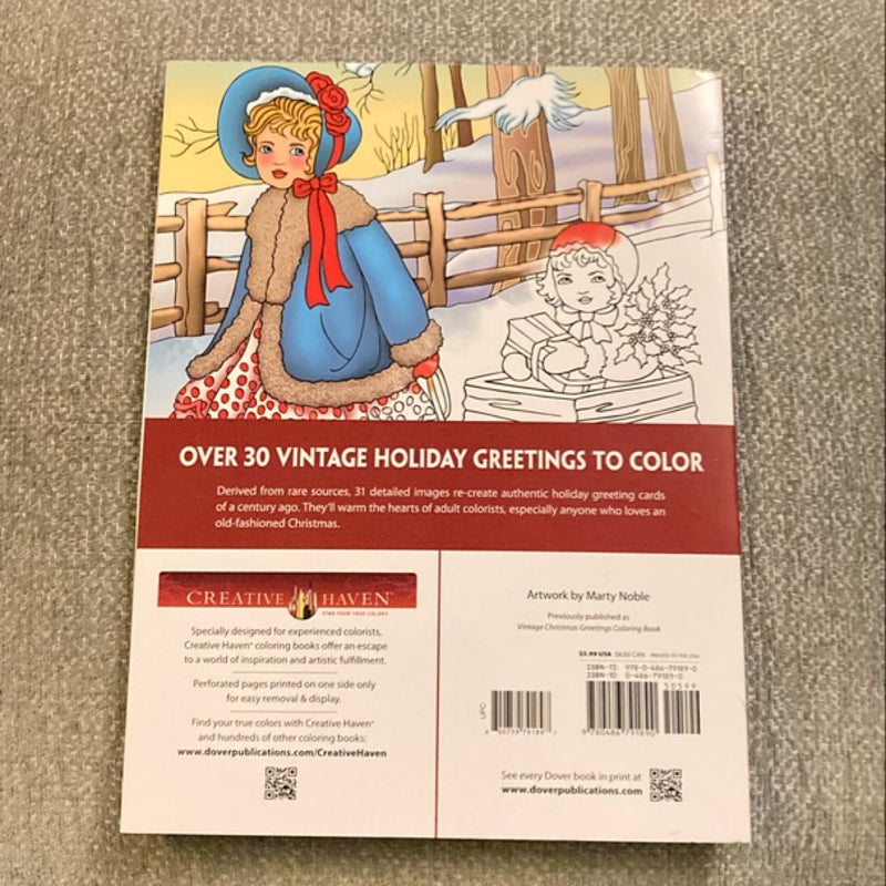 Creative Haven Vintage Christmas Greetings Coloring Book