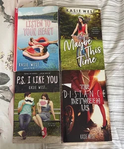 Kasie West YA Romance Collection (Listen to Your Heart, Maybe This Time, P.S. I Like You, The Distance Between Us) 