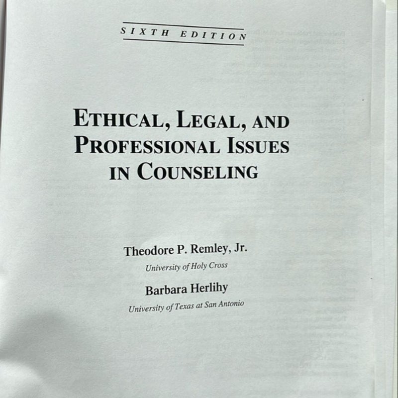 Ethical, Legal, and Professional Issues in Counseling