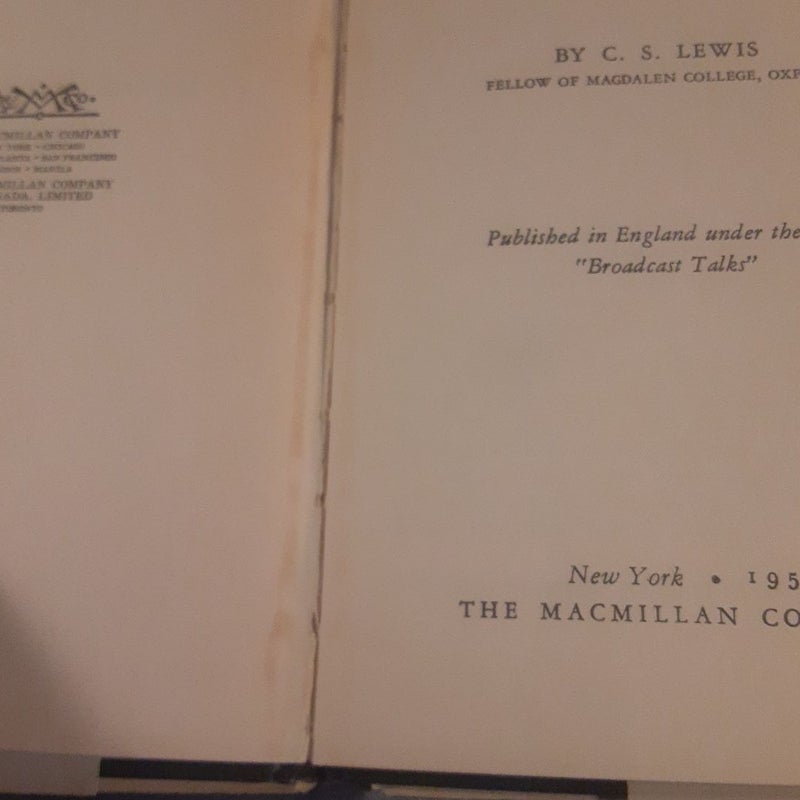 The Case for Christianity hardcover C.S. Lewis 13th printing 1954
