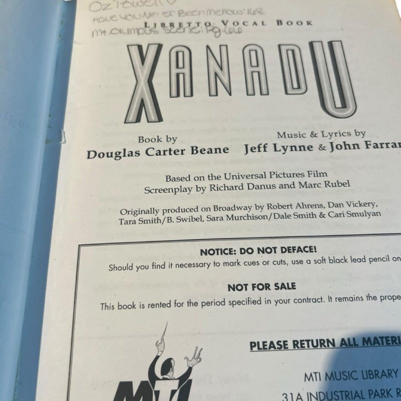 Libretto Vocal Book: Xanadu