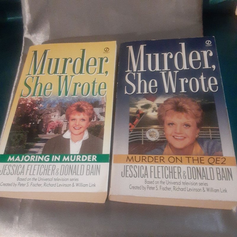 6 Murder She Wrote mystery book lot : Brandy & Bullets, Manhattans & Murder, Knock em Dead, A Deadly Judgment, Majoring in Murder, Murder on the QE2