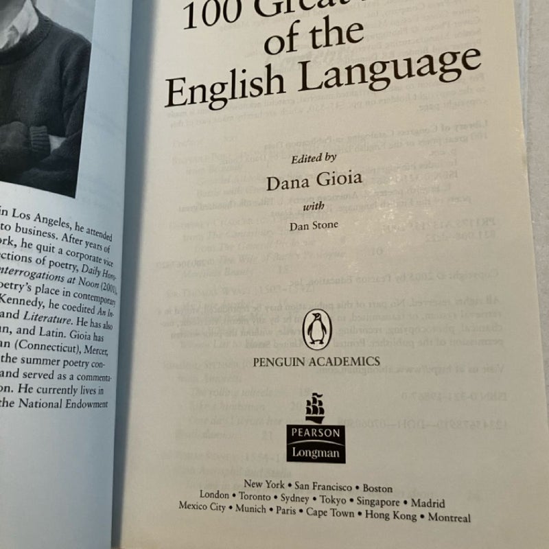 100 Great Poets of the English Language