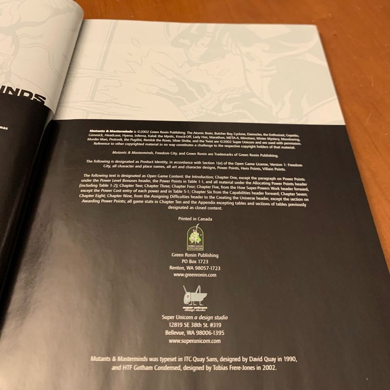 Mutants and Masterminds TTRPG Core Book, First Edition, 