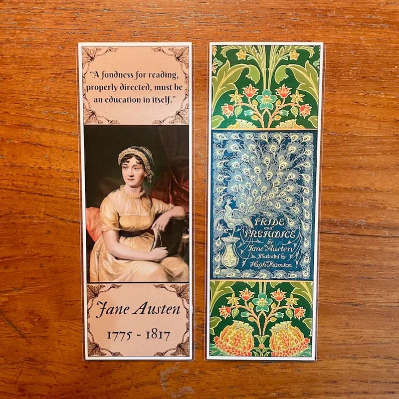 JANE AUSTEN Handmade Bookmarks Victorian Regency Classics Emma Persuasion Pride & Prejudice