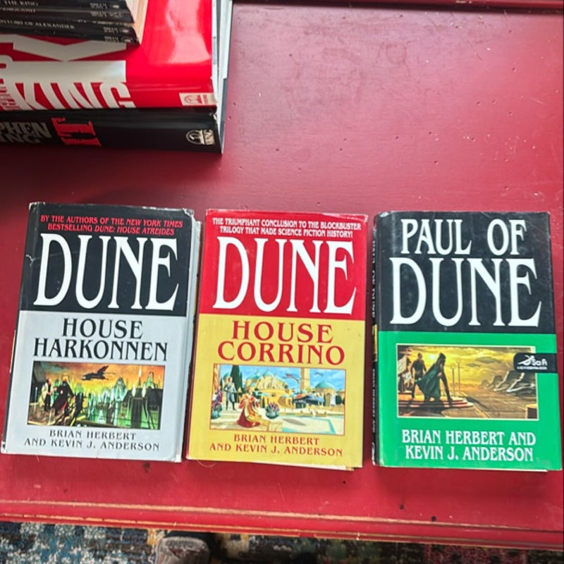 3 Hardcover Dune Books: House Corrino House Harkonnen Paul of Dune