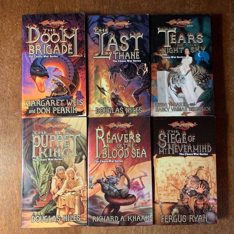 DragonLance: Complete Chaos War Series 1-6: The Doom Brigade, The Last Thane, Tears of the Night Sky, The Puppet King, Reavers of the Blood Sea, The Siege of Mt Nevermind, All First Edition First Printing