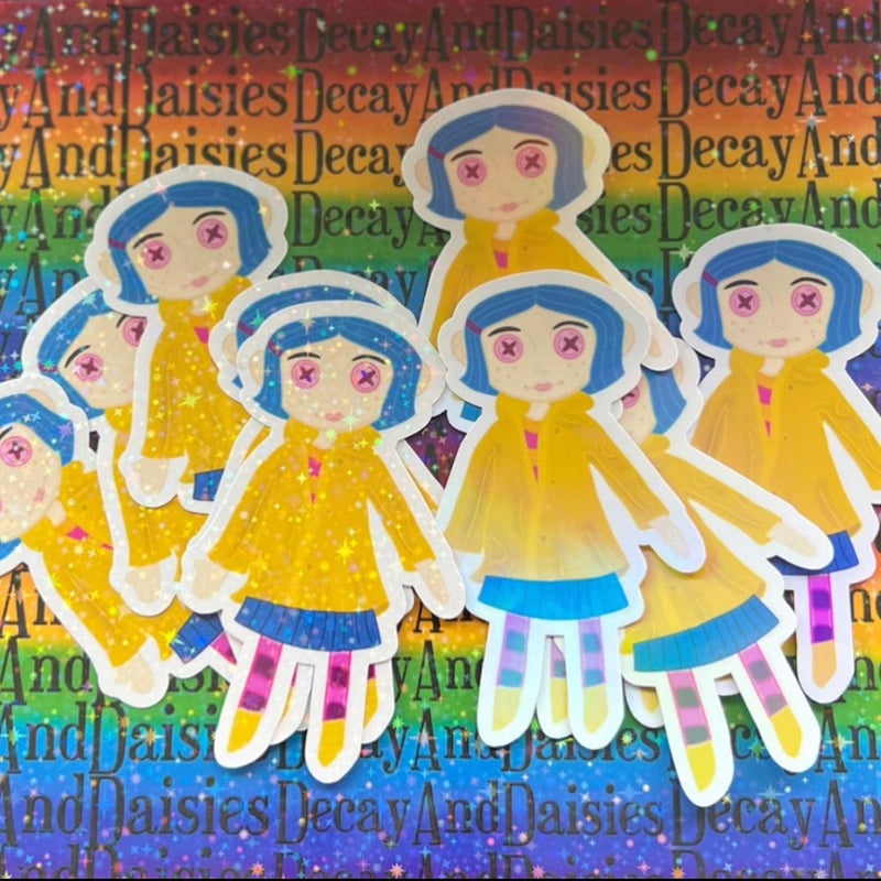 Inspired Coraline Doll Holographic Sticker
