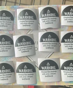 Warning, thank you business stickers