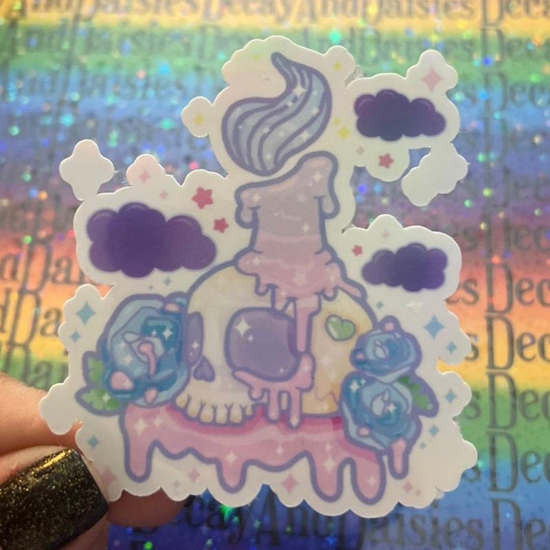 Pastel Goth Beauty in Darkness Holographic Sticker