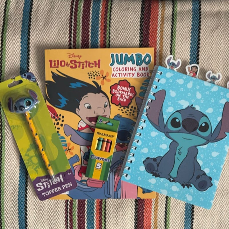 Lilo & Stitch Jumbo Coloring Book, Stitch Notebook & Pen with  small crayon box