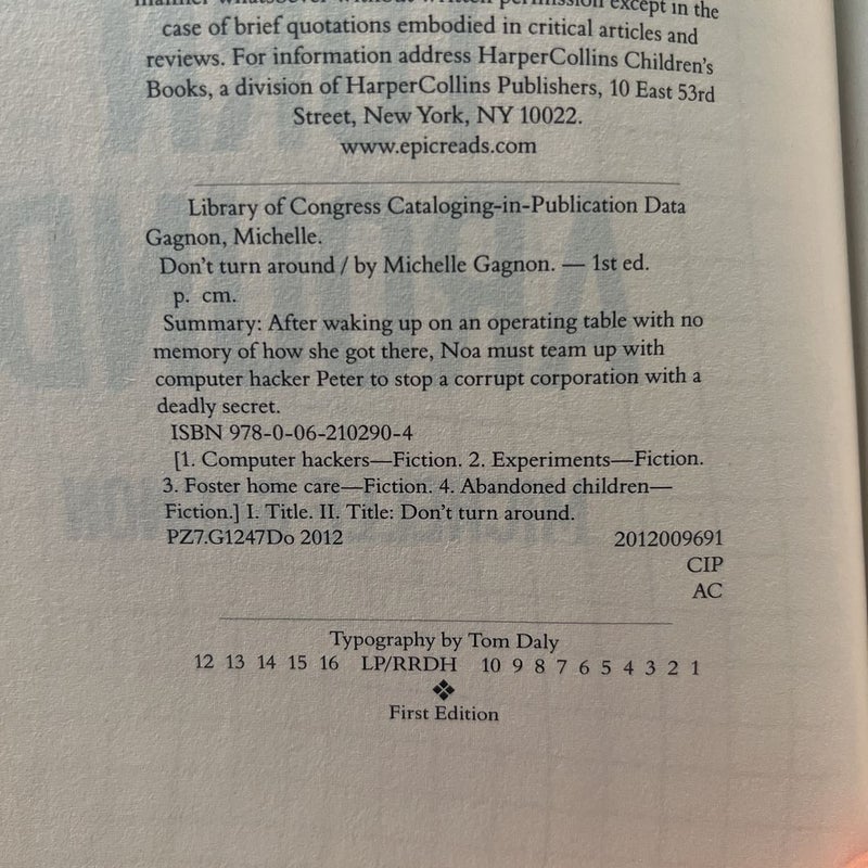Don’t Turn Around (First Edition)