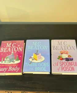 Lot of 3 Agatha Raisin Mysteries: Busy Body/There Goes the Bride/A Spoonful of Poison 