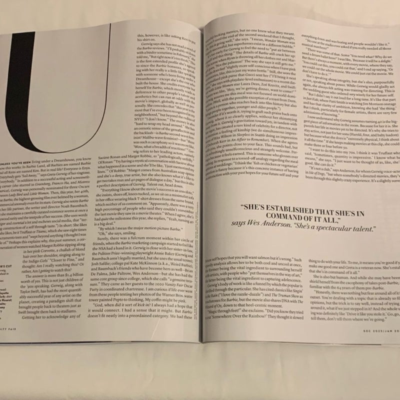 Vanity Fair Greta Gerwig “The Unstoppable” Issue 12/23 1/24 Magazine + Chanel #5 Insert 