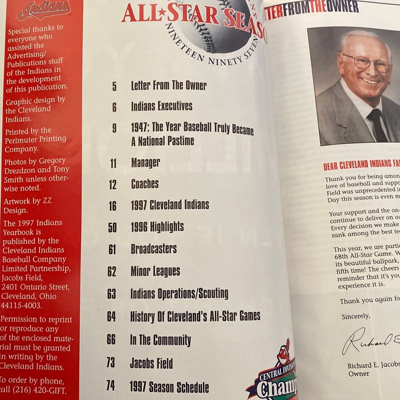 Cleveland Indians All Star Season Yearbook