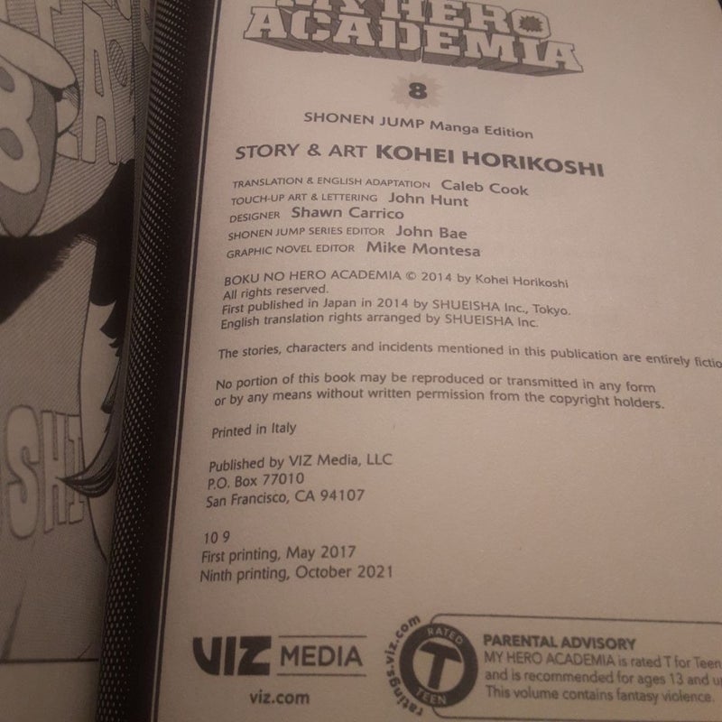 My Hero Academia, Volumes 8 & 9 manga lot