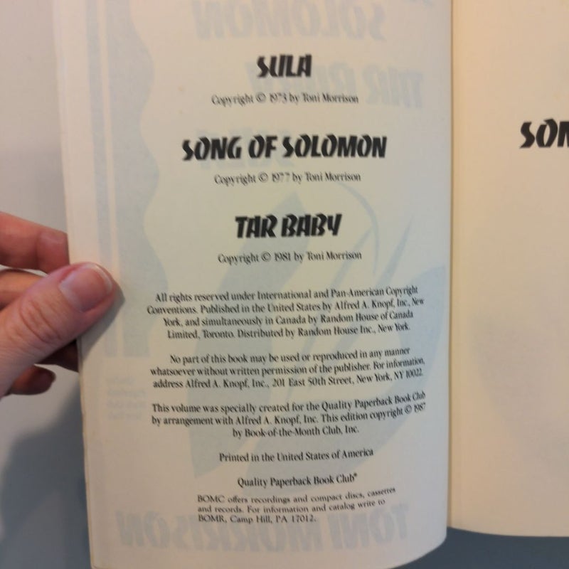 Song of Solomon; Tar Baby; Sula