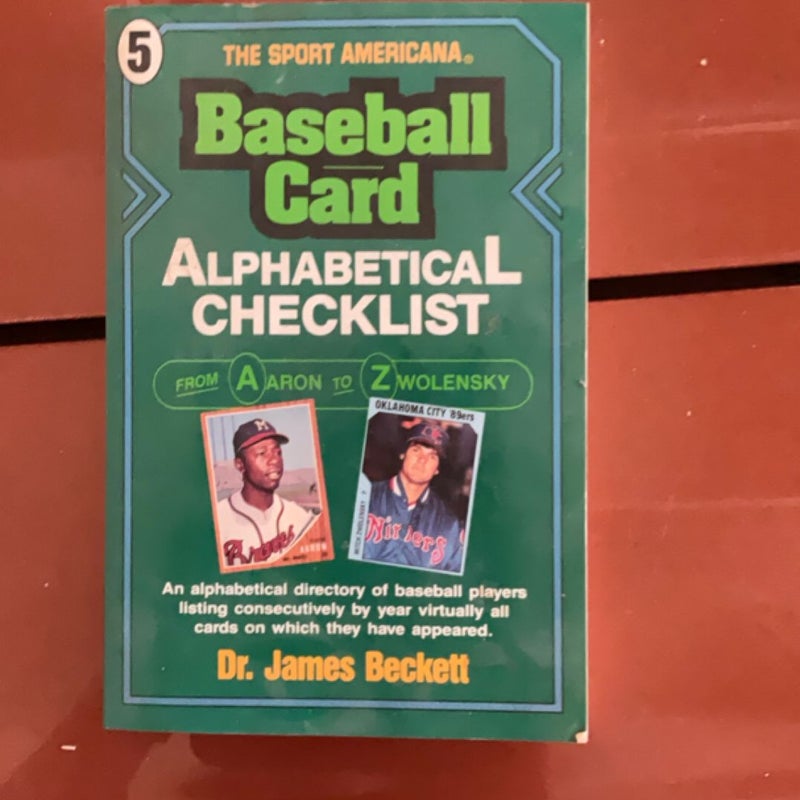 Alphabetical Baseball Card Checklist