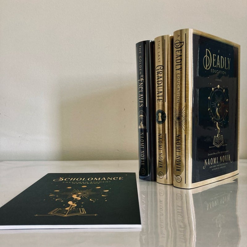 The Scholomance Series: Books 1-3 w/ Student Handbook Barnes & Noble SIGNED First Edition Set