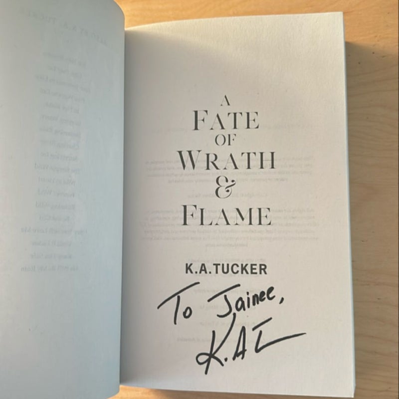 A Fate of Wrath and Flame SIGNED 