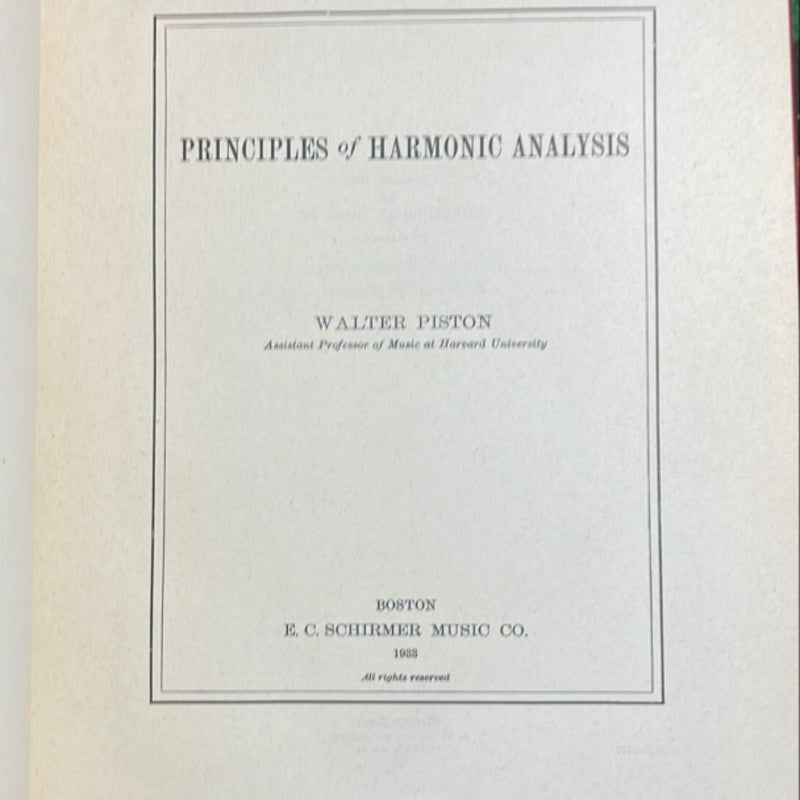 Principles of Harmonic Analysis (1933)