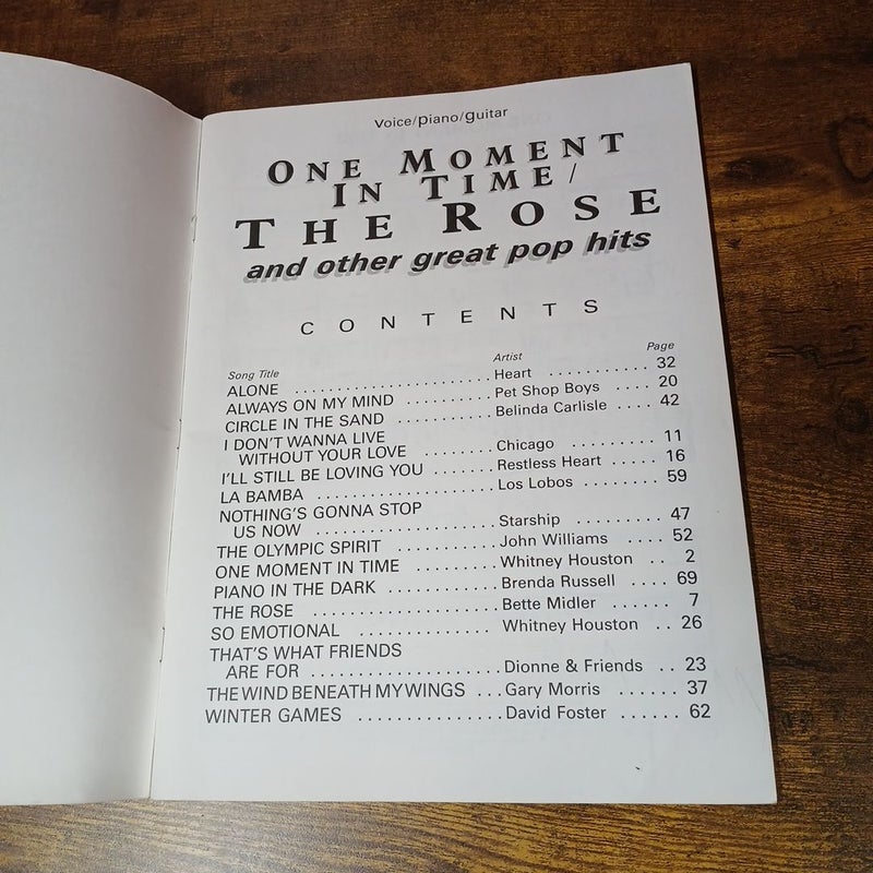 One Moment in Time/The Rose and Other Great Pop Hits Songbook Voice Piano Guitar