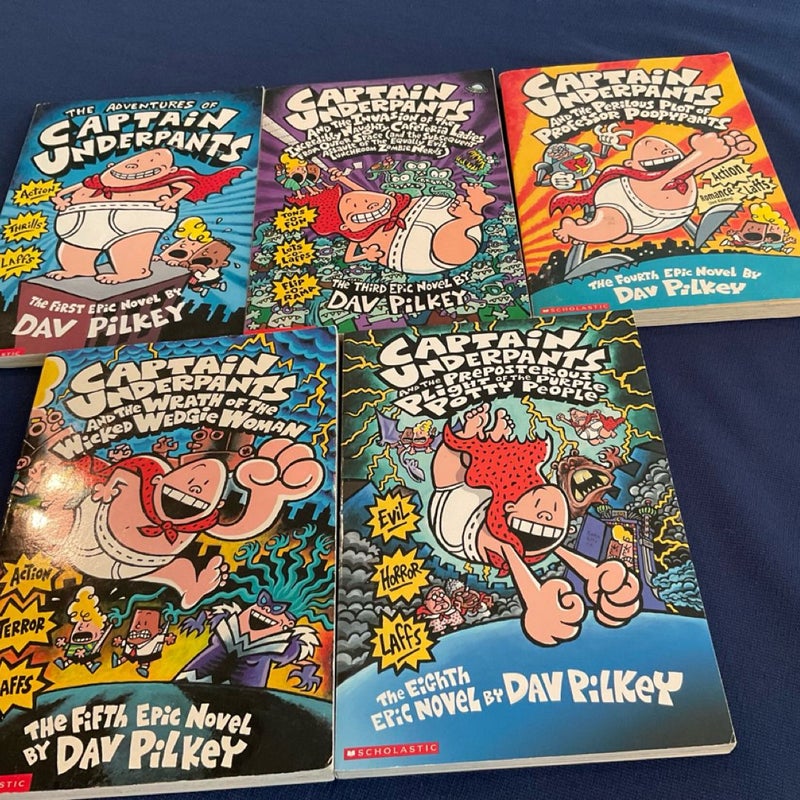 Captain Underpants Books Lot of Five soft-covers