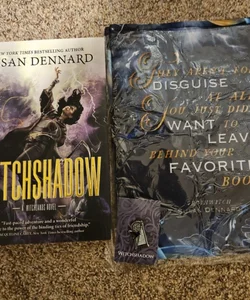 Signed Witchshadow with exclusive pin and kindle/book sleeve