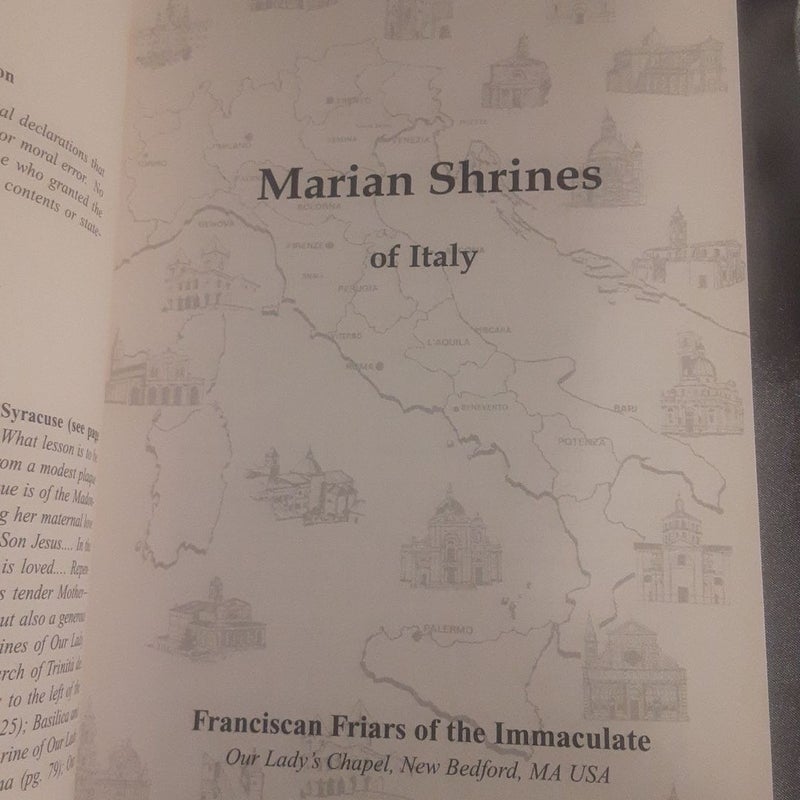 Marian Shrines of Italy paperback Catholic book. Some black / white and color photos.  By the Franciscan Friars of the Immaculate,  2000