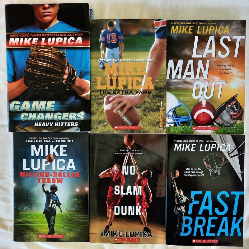 Set/Bundle Mike Lupica: Million-Dollar Throw, Last Man Out, No Slam Dunk, Fast Break, The Extra Yard, Game Changers: Heavy Hitters