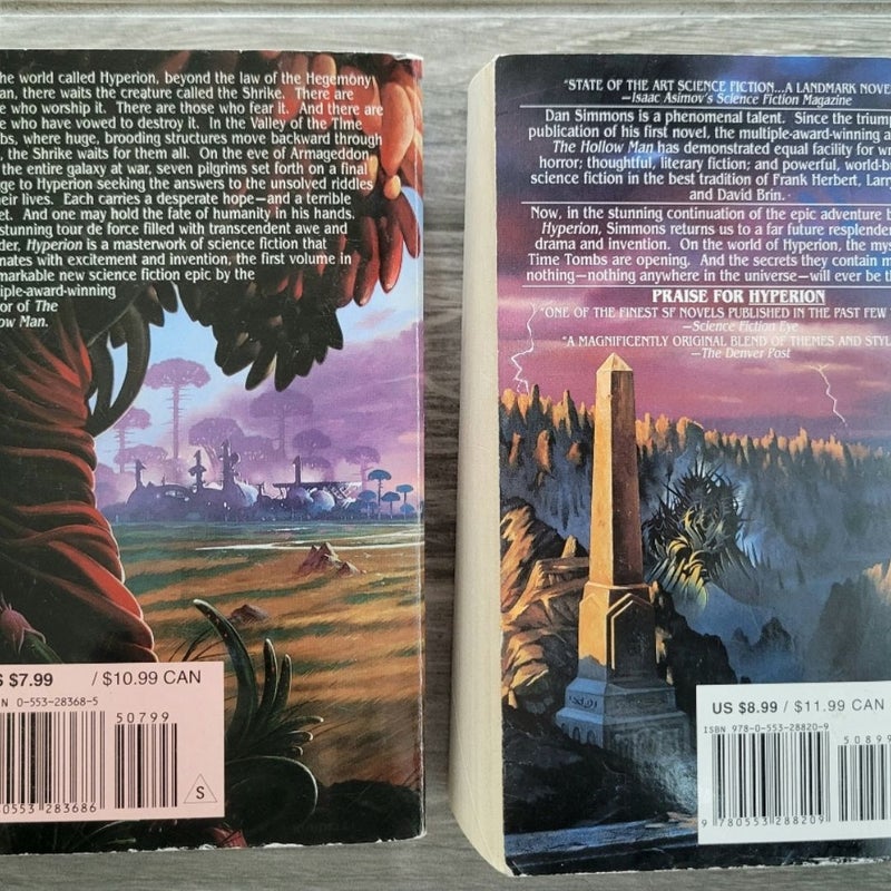 HYPERION AND THE FALL OF HYPERION CANTOS SERIES BOOKS LOT OF 2 BOOKS DAN SIMMONS