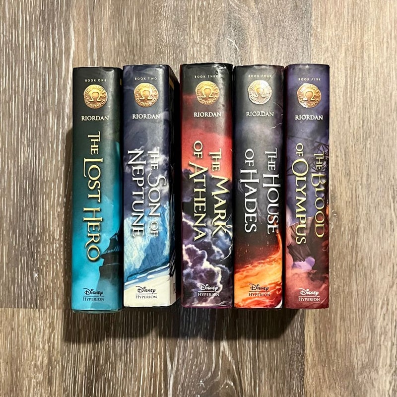 Heroes of Olympus Rick Riordan Complete series 1-5 Hardcover Books First Edition.  