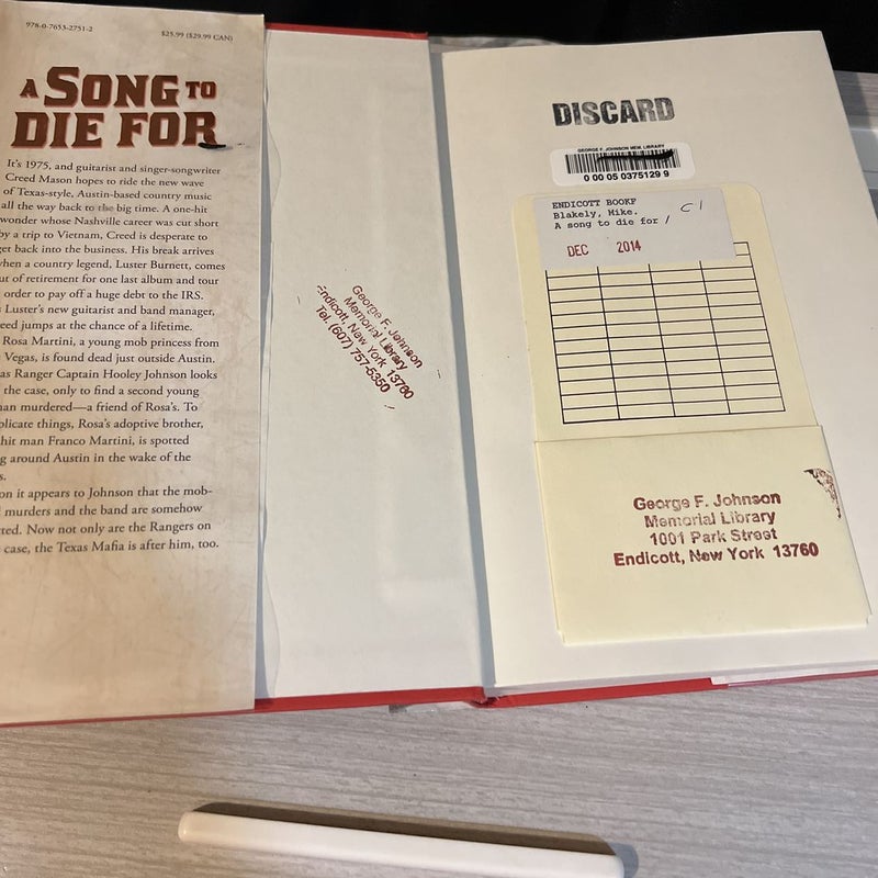 A Song to Die For (First Edition)