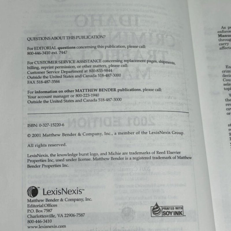 Idaho Criminal And Traffic Law Manual