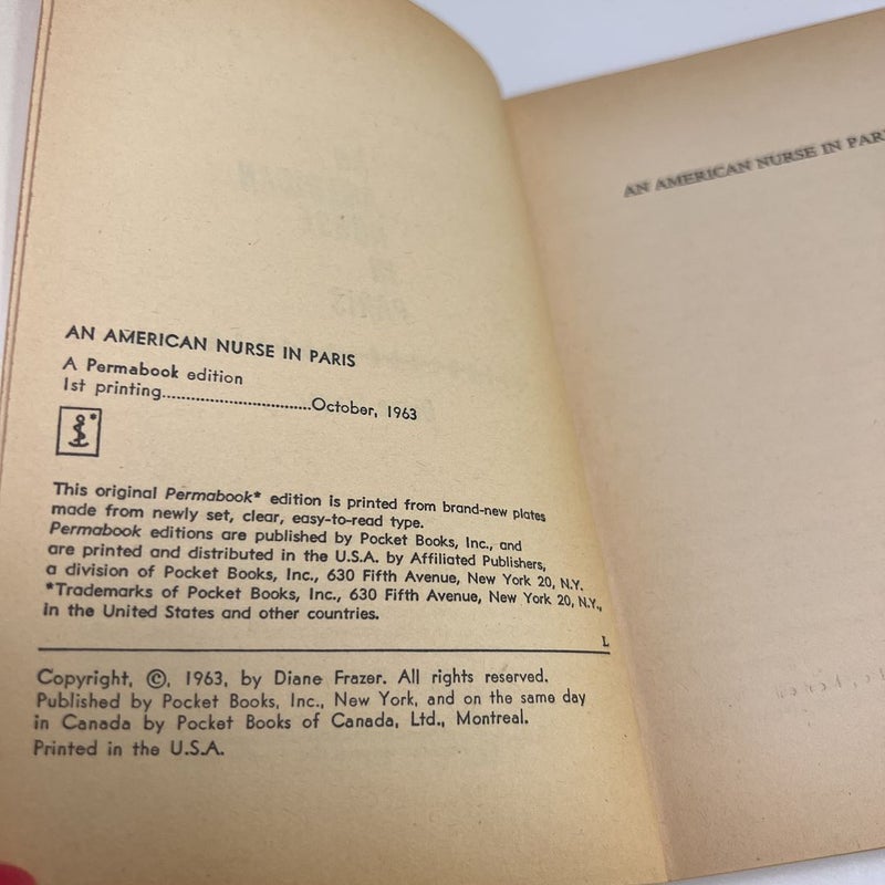 An American Nurse in Paris (1963, 1st printing- Permabook Edition) 