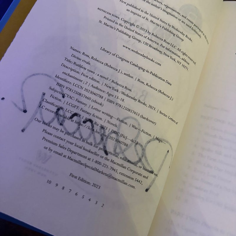 SIGNED Divine Rivals and Ruthless Vows 1st editions
