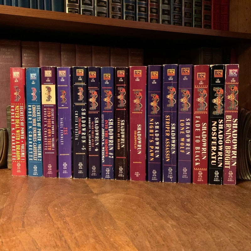 Shadowrun Starter Collection: 1-15 Original Shadowrun Novels: Never Deal with a Dragon, Choose Your Enemies Carefully, Find Your Own Truth, 2XS, Changeling, Never Trust an Elf, Into the Shadows, Streets of Blood, Shadowplay, Night’s Pawn, Striper Assassin, Lone Wolf, Fade to Black, Nosferatu, Burning Bright