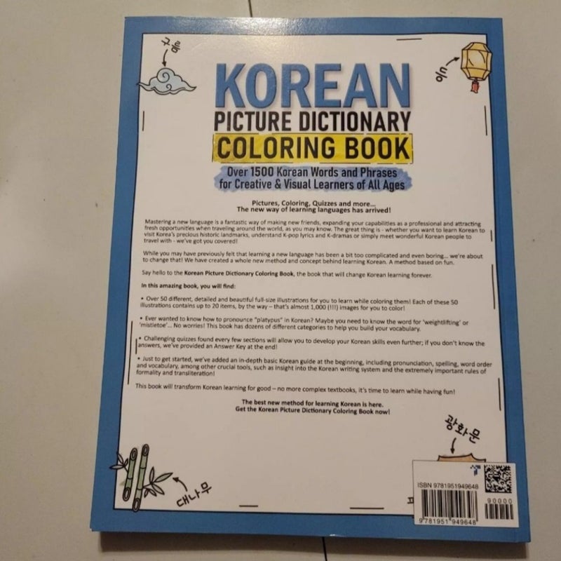 Korean Picture Dictionary Coloring Book