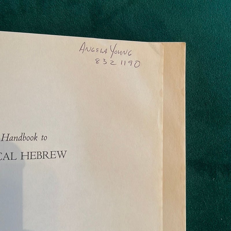 A Handbook to Biblical Hebrew