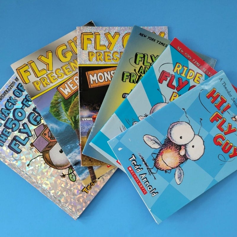 LOT OF 6 FLY GUY BOOKS BY TEDD ARNOLD MONSTER TRUCKS SCHOLASTIC HOLO HARDCOVER