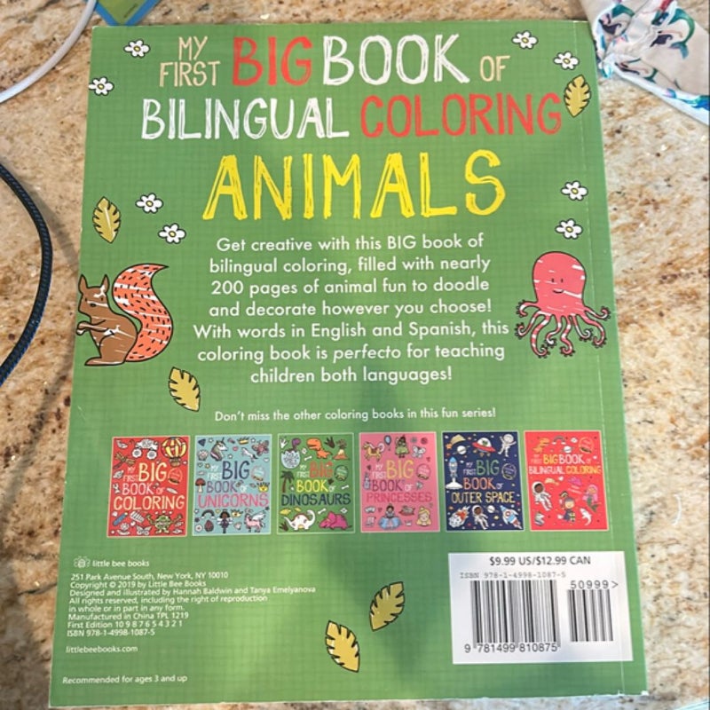 My First Big Book of Bilingual Coloring Animals: Spanish