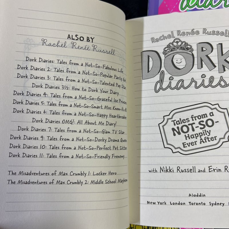 Dork Diaries 4-8, 11 and 13 7 Hardcover Bundle