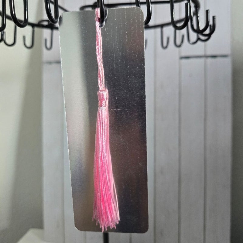 Pink Marble Metal Bookmark With Tassel