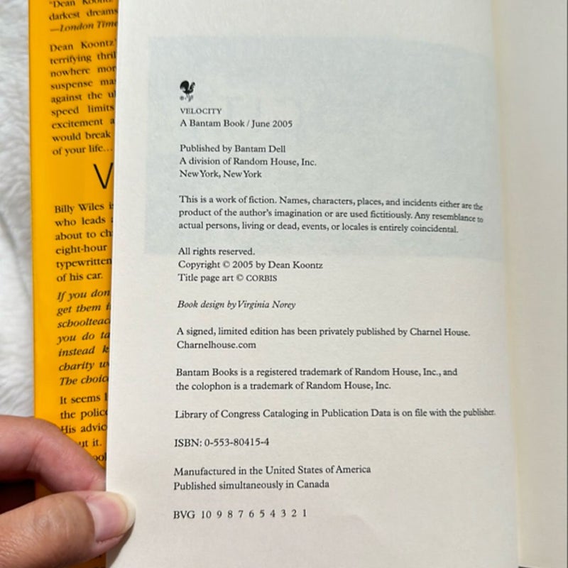 Velocity (Limited Edition-Signature on naked hardcover)