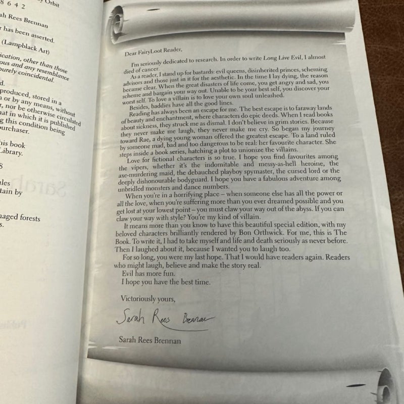Long Live Evil Fairyloot signed special Edition