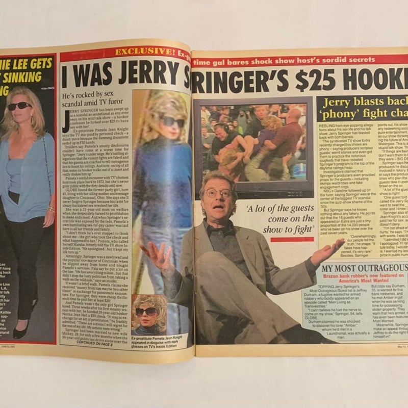 Vintage GLOBE May 1998 Jerry Springer Exposed, Farrah Beaten, & Titanic Scandal