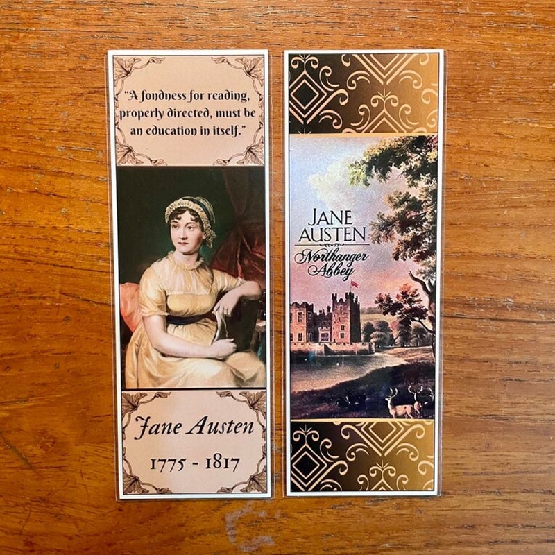 JANE AUSTEN Handmade Bookmarks Victorian Regency Classics Emma Persuasion Pride & Prejudice
