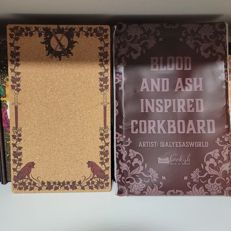 Bookish Box From Blood and Ash Corkboard