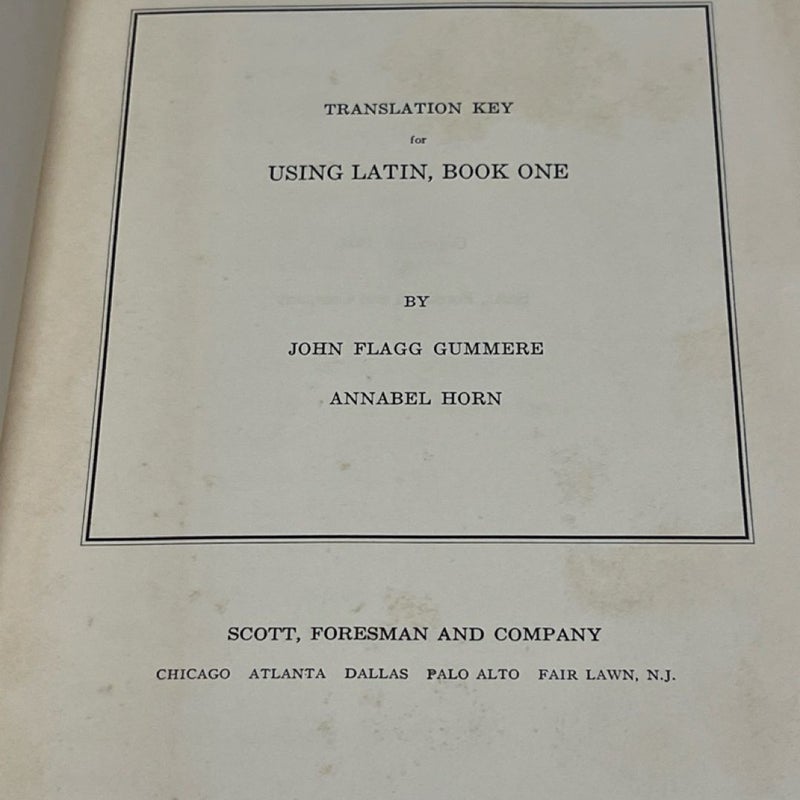 Using Latin, Book 1  Translation Key & Guidebook Annabel Horn; John Flagg..3 Lot